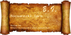 Bocsanszki Imre névjegykártya